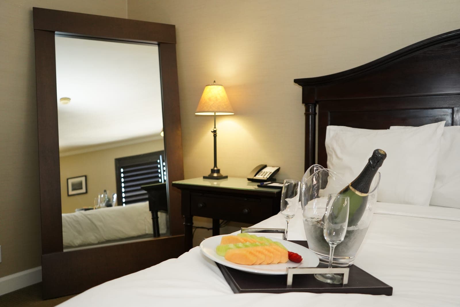A guest room at The Cupertino Hotel
